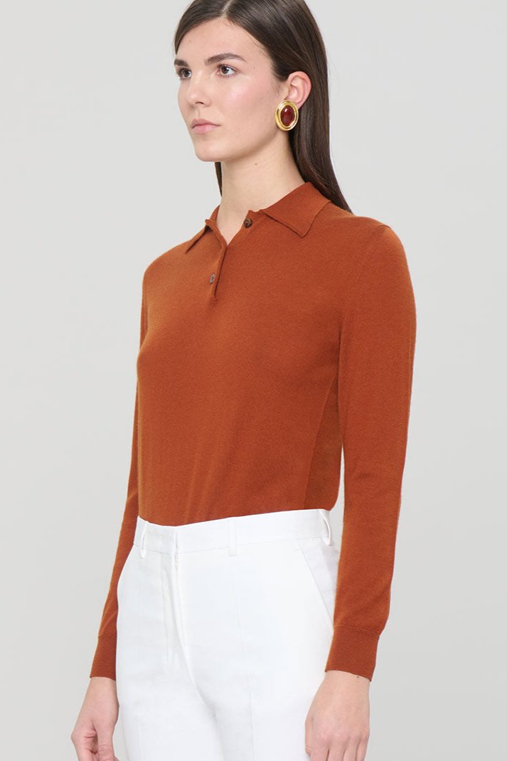 Cashmere Long Sleeve Polo