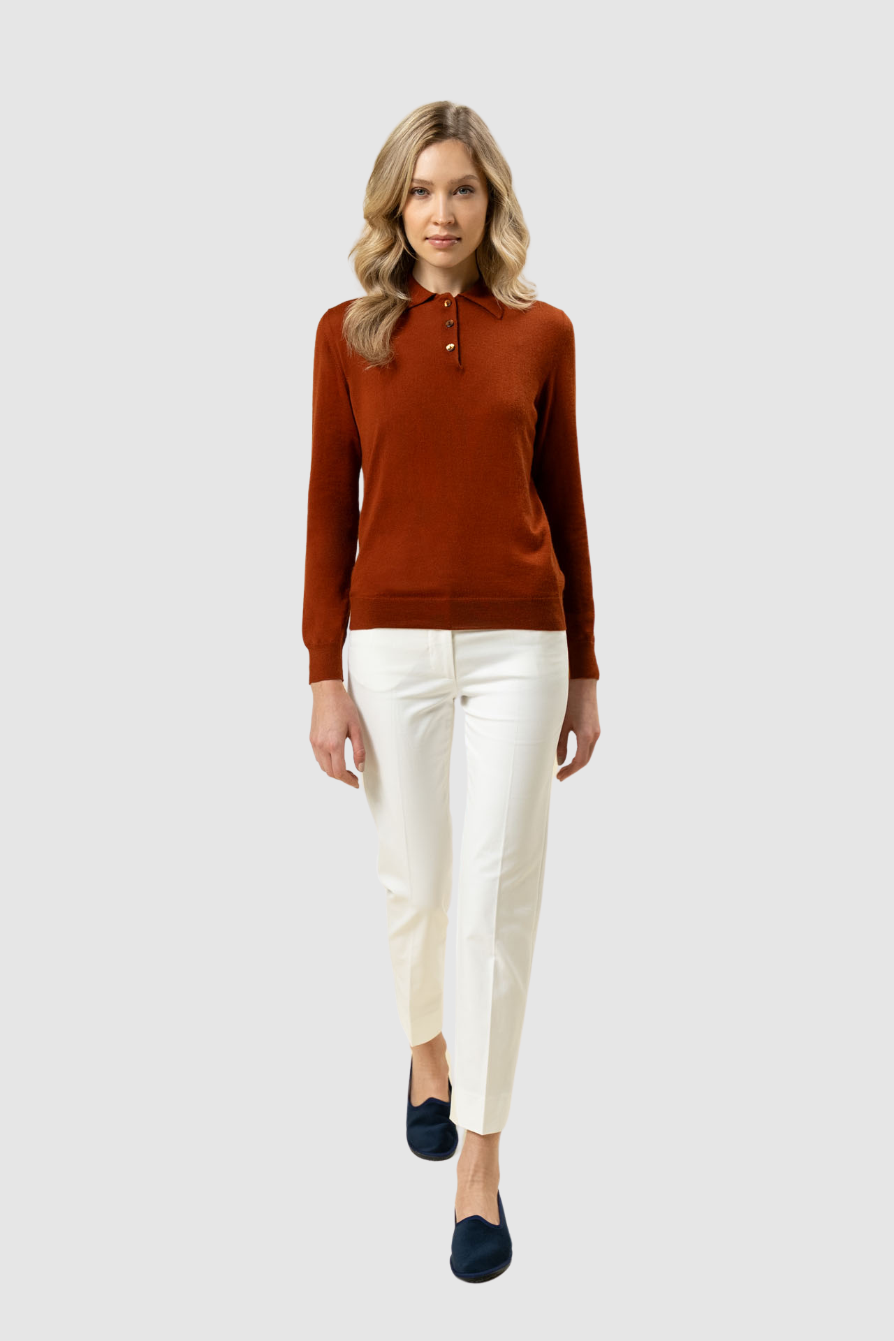Cashmere Long Sleeve Polo